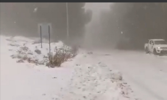 شاهد بالصور ... شاهد تراكم الثلوج في بلدة القادسية بالطفيلة