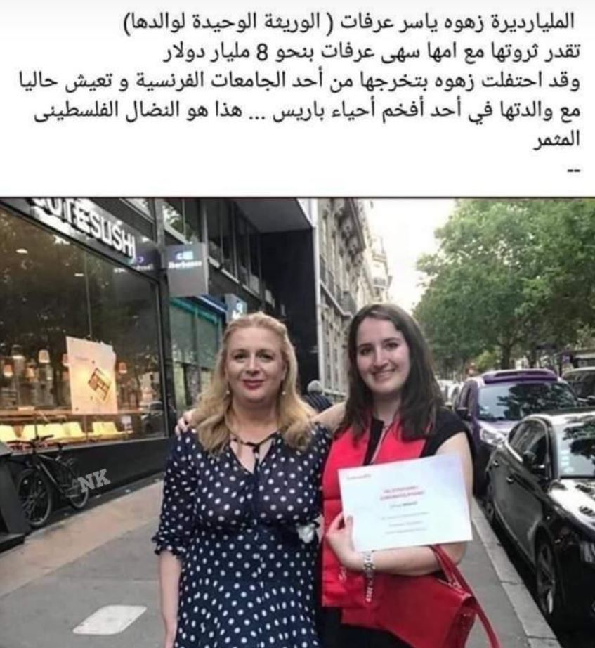 بالصور حجم ثروة زهوة ابنة الرئيس ياسر عرفات تشعل مواقع التواصل الاجتماعي الوقائع الإخبارية
