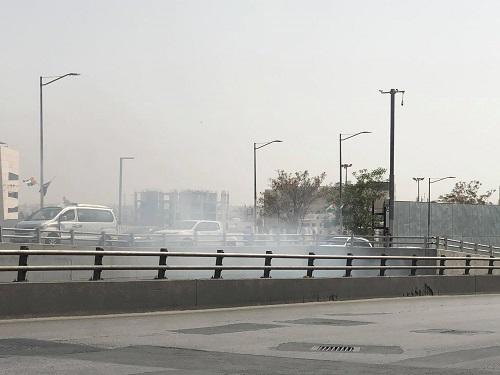 احتراق سيارة اسفل جسر الشميساني