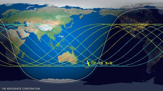 متى واين يصل الصاروخ الصيني الى الارض؟