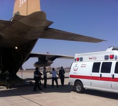 طائرة اخلاء طبي بعد استكمال العلاج في مدينة الحسين الطبية إلى غزة