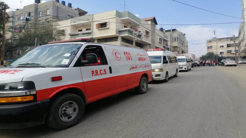 توقف عمل مركبات إسعاف الهلال الأحمر في مدينة غزة ومناطق شمال القطاع لنفاد الوقود