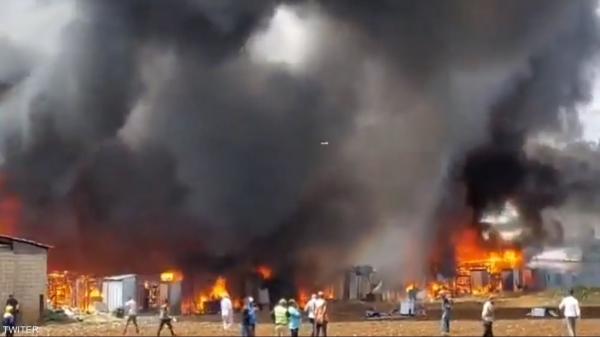 حريق ضخم في مخيم للاجئين السوريين بلبنان