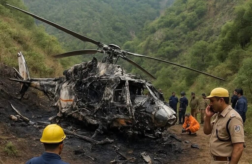تحطم مروحية تقل 6 أشخاص شمال الهند