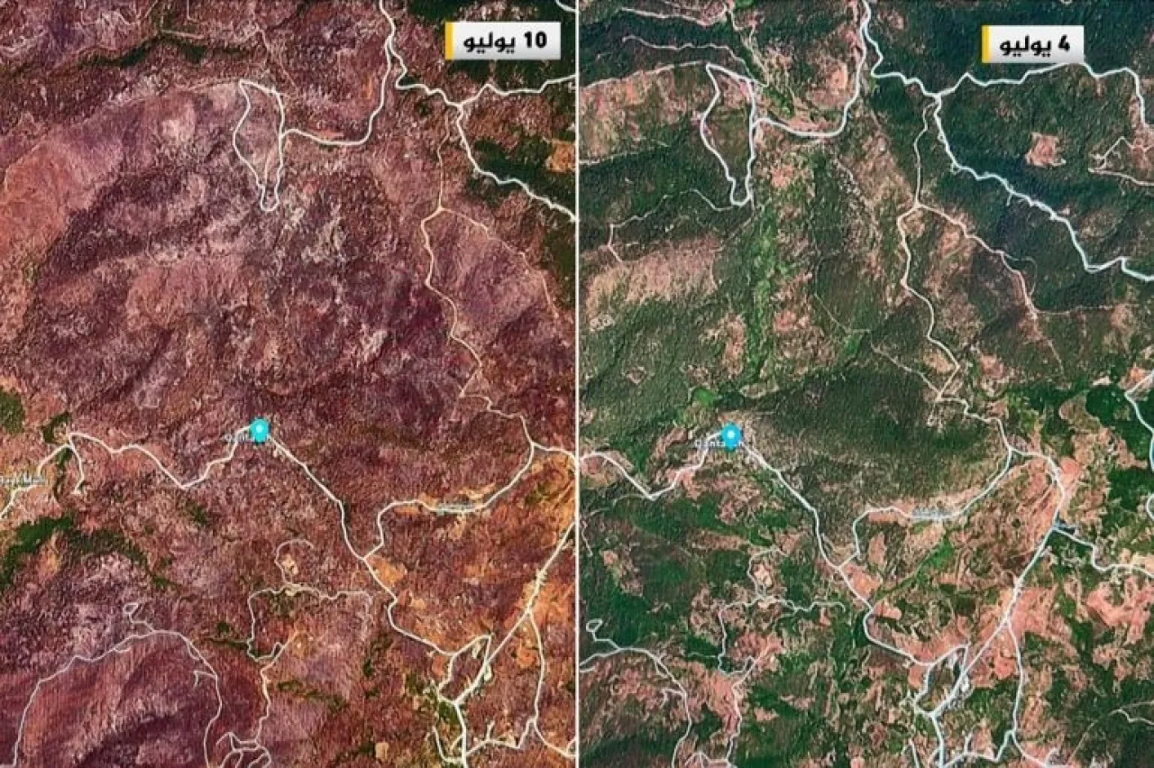 صور أقمار اصطناعية تظهر حجم أضرار حرائق الساحل السوري