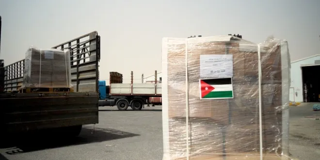 الأردن يسير 35 شاحنة مساعدات جديدة إلى قطاع غزة اليوم