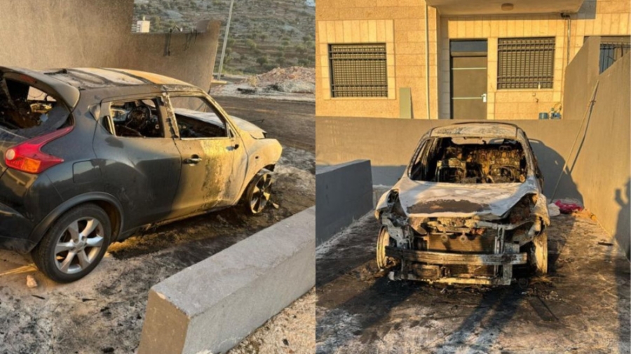 مستوطنون يهاجمون بلدة الطيبة شرق رام الله ويحرقون مركبتين