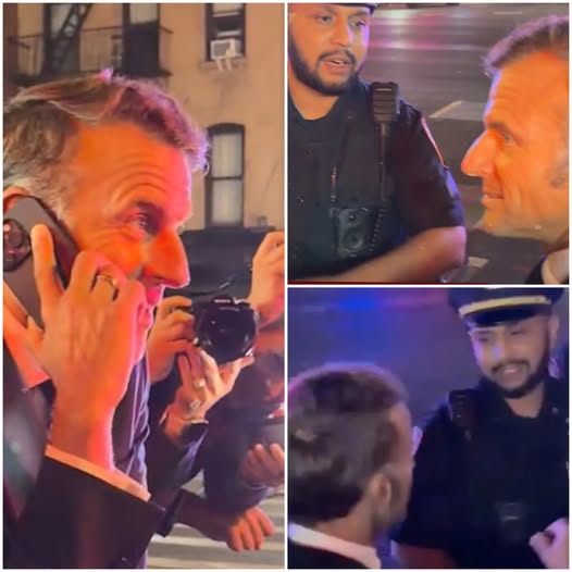 موقف طريف .. الشرطة في نيويورك توقف موقف ماكرون لمرور ترامب..