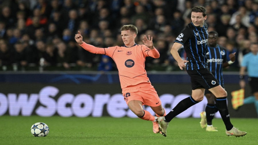 برشلونة ينجو من فخ كلوب بروج بهدف عكسي في دوري أبطال أوروبا